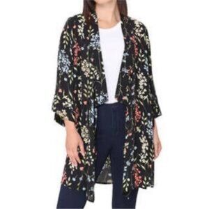 Tahari blue floral with leaves details kimono size S-M